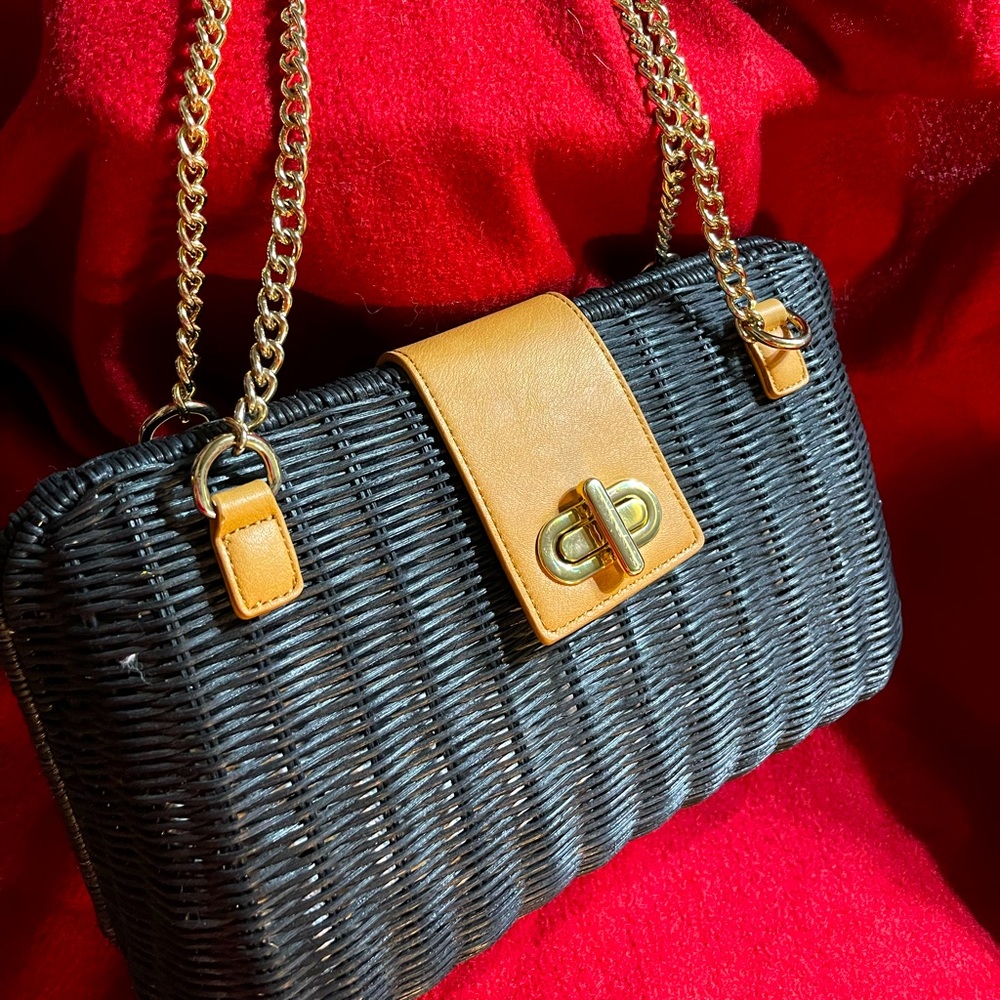 TALBOTS Black wicker purse